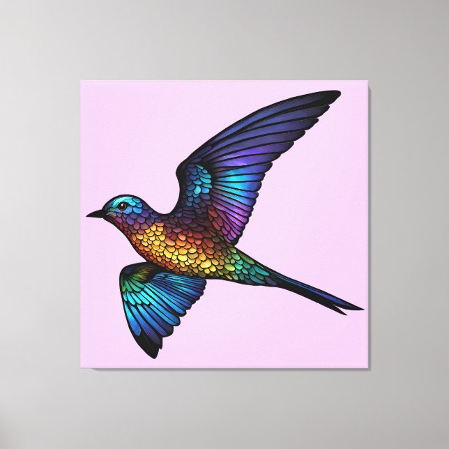 Lienzo Viajero sin límites: Ave veloz multicolor (Anverso)