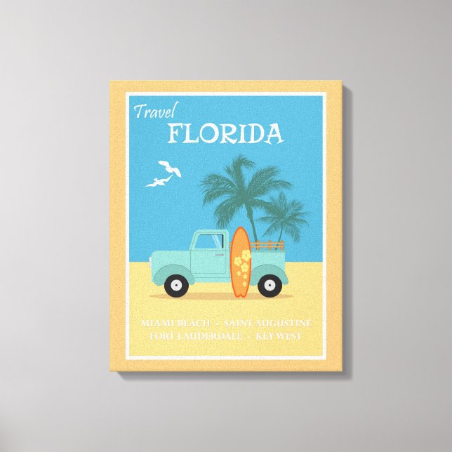 Lienzo Viajes de época en las playas de Florida (Anverso)