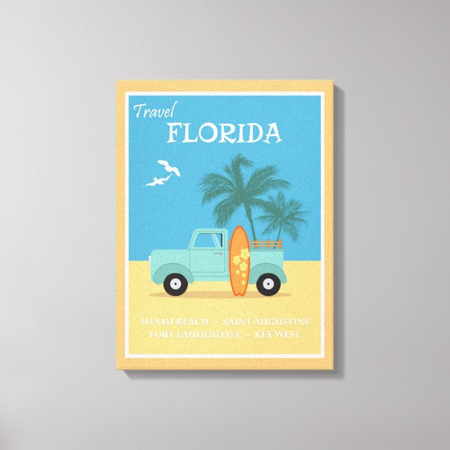 Lienzo Viajes de época en las playas de Florida (Anverso)