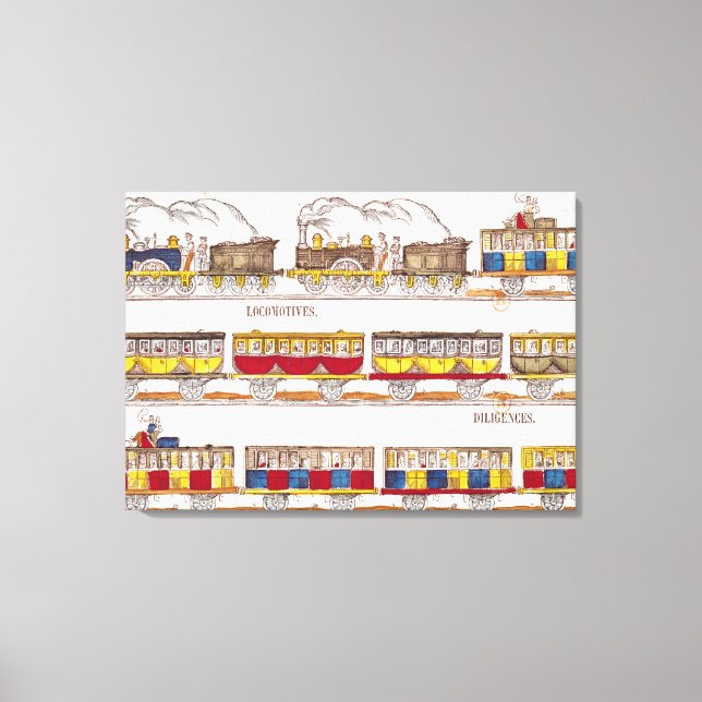 Lienzo Viajes en tren en 1845 (Anverso)
