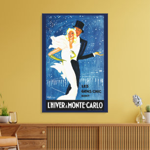 Lienzo Viajes Vintage, Amor Romance Invierno en Monte Car