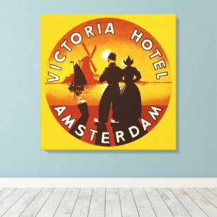 Lienzo Viajes Vintage, Hotel Victoria, Amsterdam, Holanda