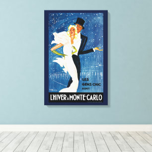 Lienzo Viajes Vintage, Romance de Invierno en Monte Carlo