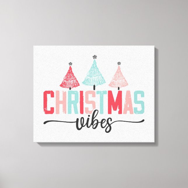 Lienzo Vibes de navidades - Diseño de árboles festivos (Anverso)