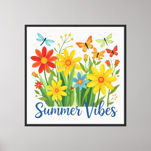 Lienzo Vibraciones de Verano Floral con Mariposas