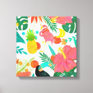 Lienzo Vibraciones Tropicales Hojas Florales Chic de Vera