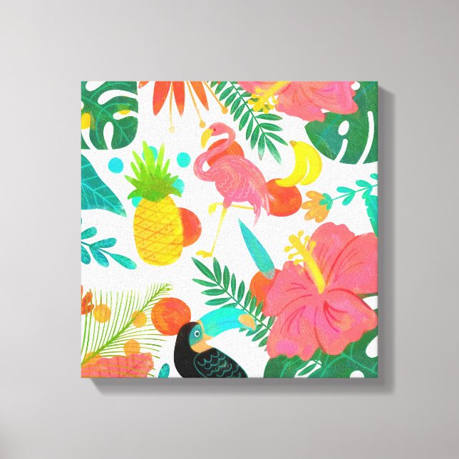 Lienzo Vibraciones Tropicales Hojas Florales Chic de Vera (Anverso)
