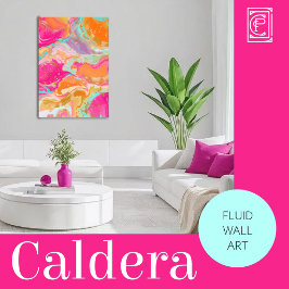 Lienzo Vibrant Abstract Fluid Art in Hot Pink & Orange 