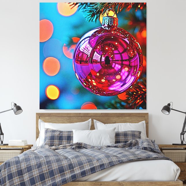 Lienzo Vibrant Christmas Ornament Sparkle Design (Insitu(Dormitorio))