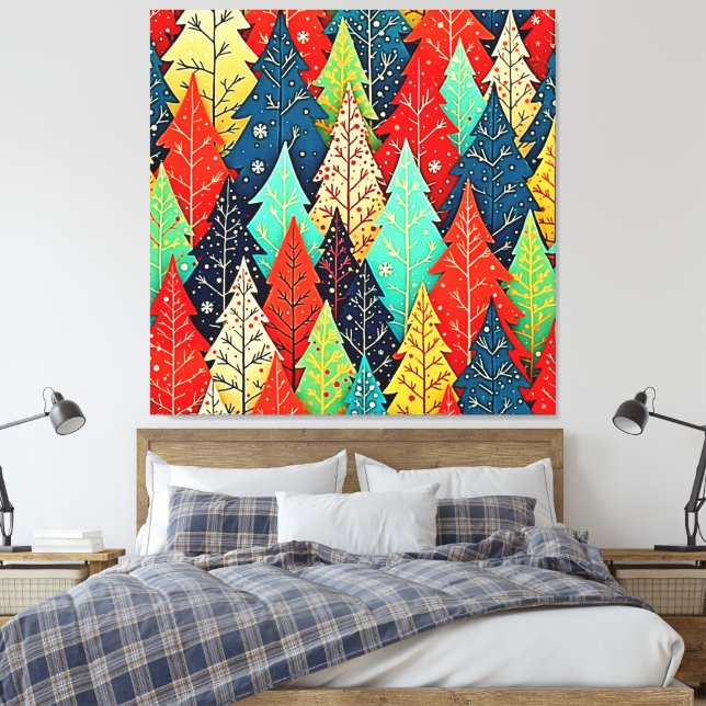 Lienzo Vibrant Christmas Tree Pattern Art (Insitu(Dormitorio))