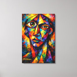 Lienzo Vibrant Cubist Face Abstract Modern Art