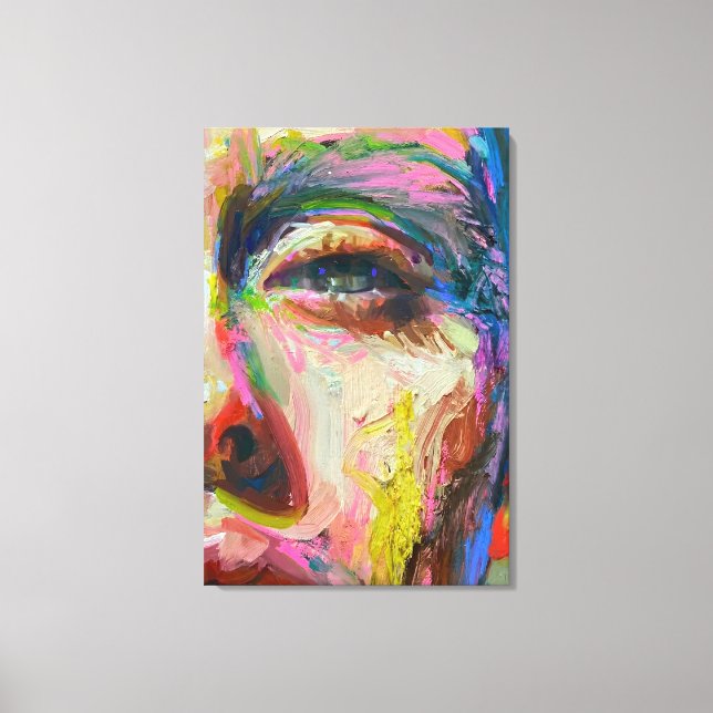 Lienzo Vibrant Expressionist Portrait – Textured Abstract (Anverso)