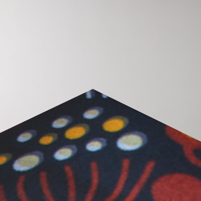 Lienzo Vibrant Golden Floral Batik Pattern on Deep Navy B (Esquina (arriba))