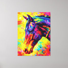 Lienzo Vibrant Impasto Horse Portrait Colorful Wild
