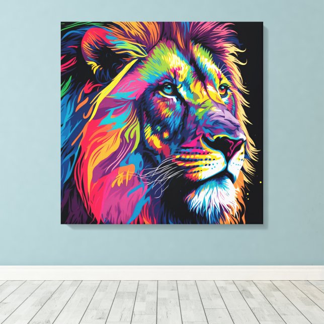 Lienzo Vibrant lion painting (Insitu (piso de madera))
