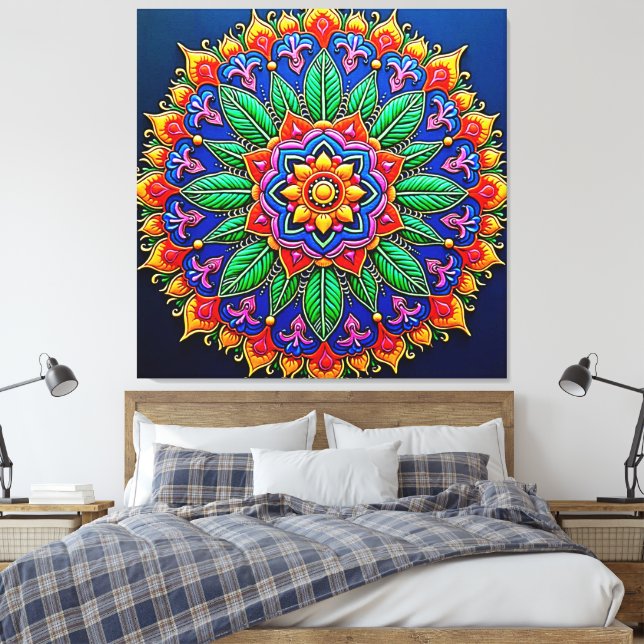 Lienzo Vibrant Mandala Artistry (Insitu(Dormitorio))