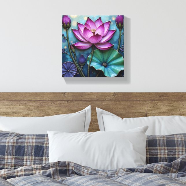 Lienzo Vibrant Pink Lotus (Insitu(Dormitorio))