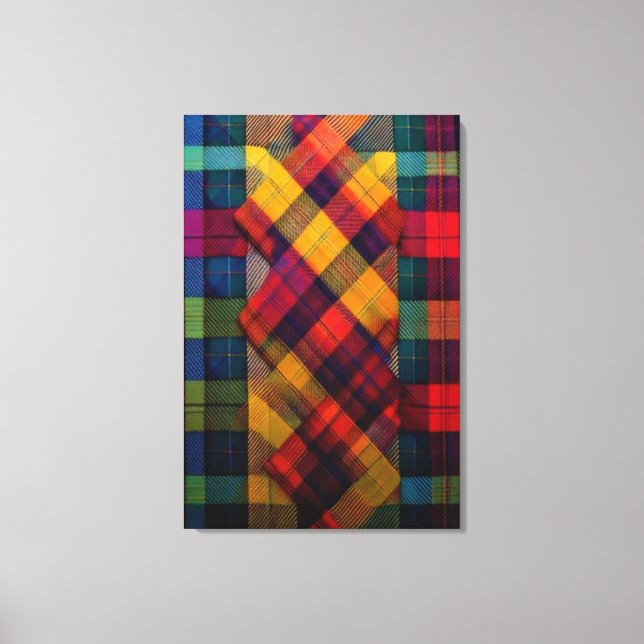 Lienzo Vibrant Plaid Fusion & Modern Geometric Textile (Anverso)