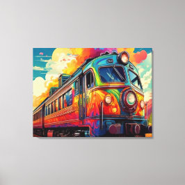 Lienzo Vibrant Retro-Futurist Locomotive Steam Train