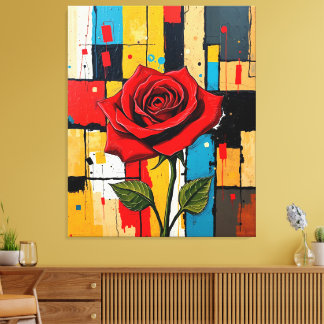 Lienzo Vibrant Rose in Abstract Cityscape