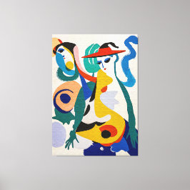 Lienzo Vibrant Surrealism Cubist Figures Fine Art
