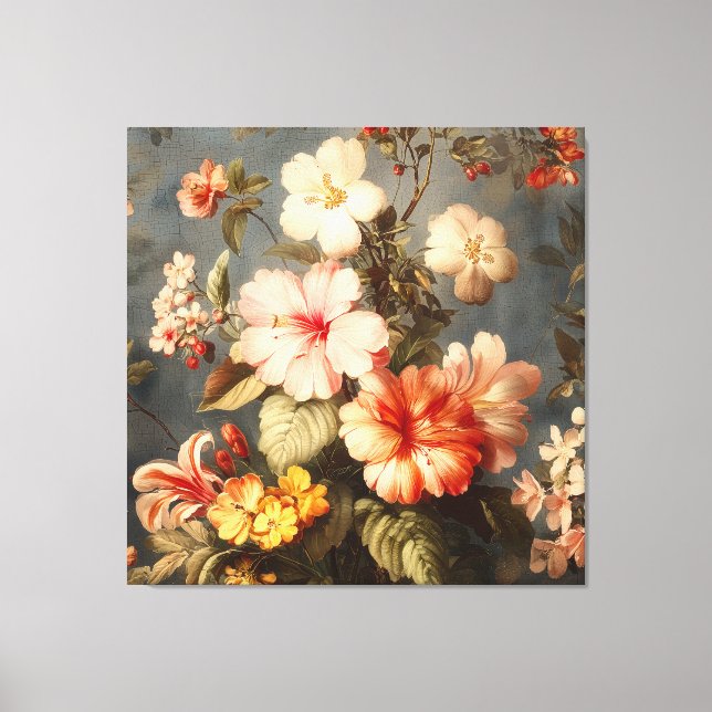 Lienzo Vibrant Vintage Floral Arrangement (Anverso)