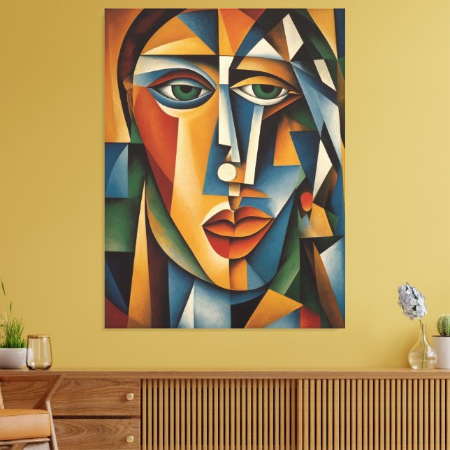 Lienzo Vibrante Cubismo Retrato Femenino Picasso Braque (Insitu (Sala de estar))
