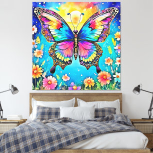 Lienzo Vibrante diseño de brillo de mariposa floral