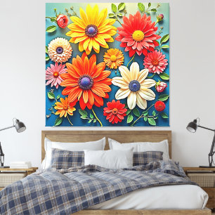 Lienzo Vibrante diseño de fantasía floral