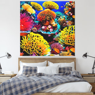 Lienzo Vibrante diseño de jardines de coral tropical