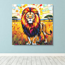 Lienzo Vibrante mosaico de leones coloridos