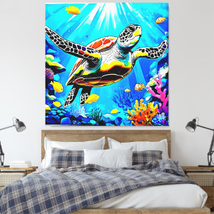 Lienzo Vibrante paisaje de sueños de tortuga marina