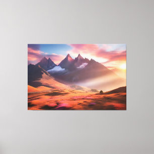 Lienzo Vibrante paisaje montañoso y fluvial