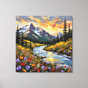 Lienzo Vibrante pintura al óleo de la plaza Sunrise