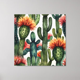 Lienzo Vibrante pintura cactus mexicana
