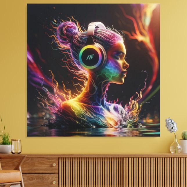 Lienzo Vibrante pintura de agua 3D con patrones de rotaci (Insitu (Sala de estar))