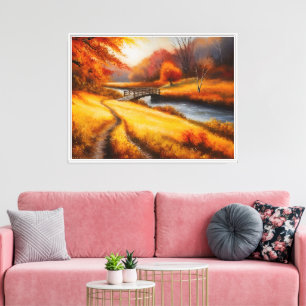 Lienzo Vibrante pintura de bosques otoñales - Paisaje oto