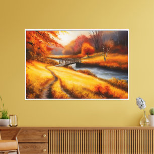 Lienzo Vibrante pintura de bosques otoñales - Paisaje oto