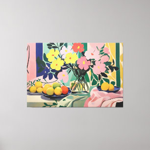 Lienzo Vibrante pintura de flores inspirada por Matisse
