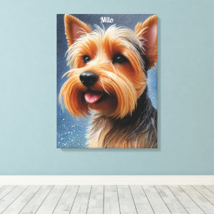 Lienzo Vibrante Pop Pointillism Yorkshire Terrier Art