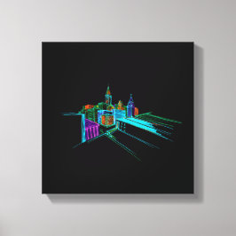 Lienzo Vibrante Puente de la ciudad único moderno
