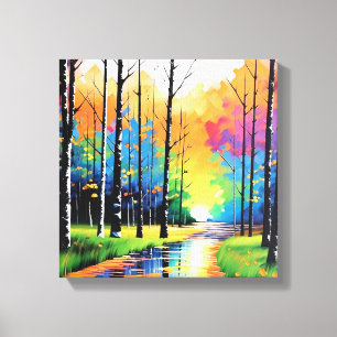 Lienzo Vibrante puesta de sol sobre el río