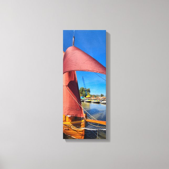 Lienzo Vibrante Red Sails Sailboat Nautical Marina (Anverso)