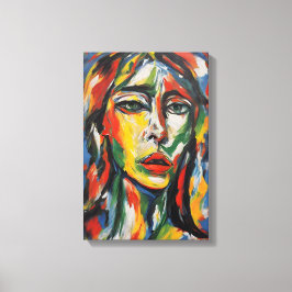 Lienzo Vibrante retrato de mujer expresionista abstracta