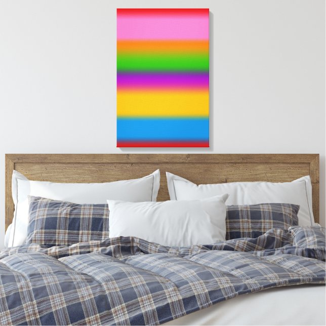 Lienzo Vibrantes rayas de gradiente de arcoíris multicolo (Insitu(Dormitorio))