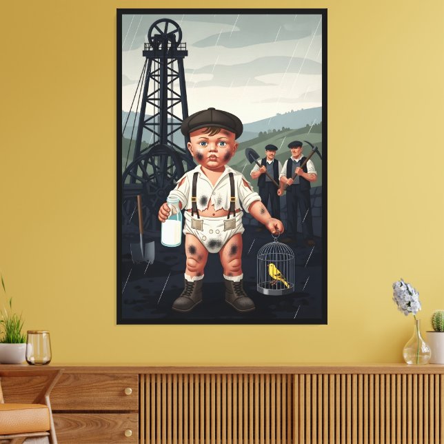 Lienzo Victorian Baby Poster - Funny Coal Miner Theme (Insitu (Sala de estar))