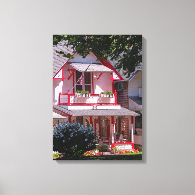 Lienzo Victoriano rojo y blanco - Viñedo de Martha (Anverso)