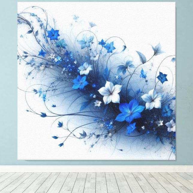Lienzo Vid floral azul y blanco (Insitu (piso de madera))