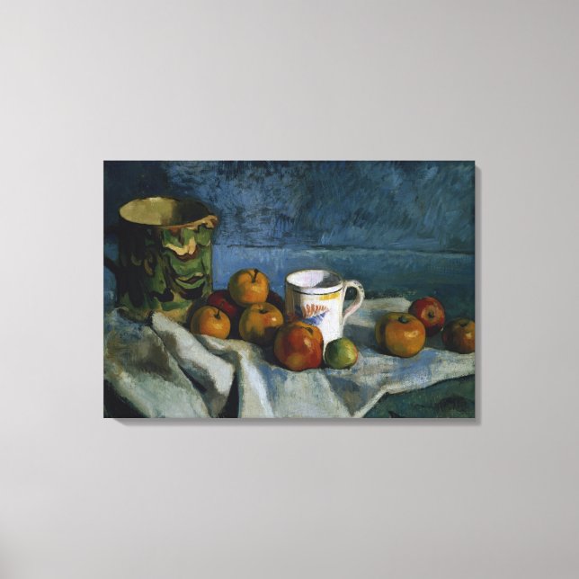 Lienzo Vida con manzanas, copa y lanzador (aceite en ca (Anverso)