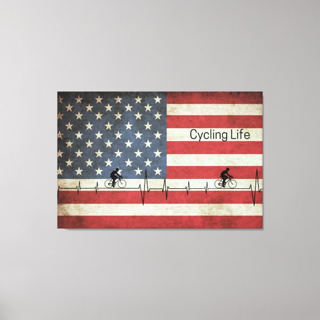 Lienzo Vida en bicicleta, estrellas y rayas (Anverso)